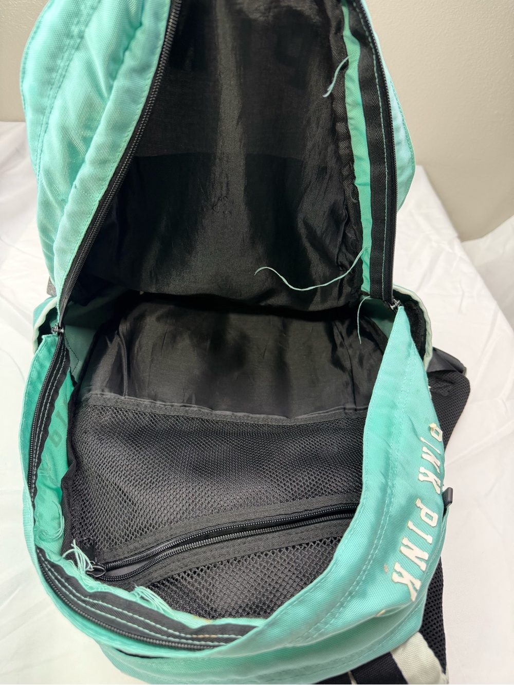 PINK Victoria's Secret Mint and Gray Kids Backpack - Picture 5 of 8